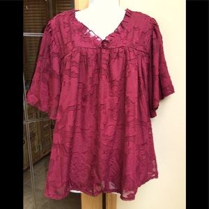 Pretty short sleeve burgundy top. NWOT.